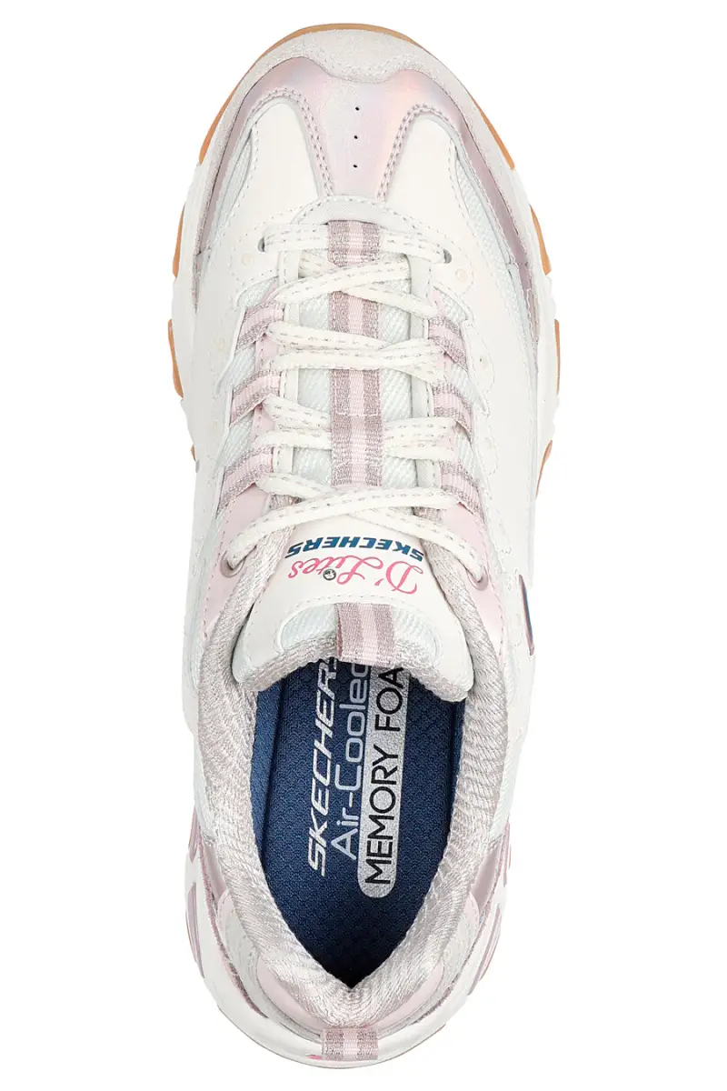 Sneakers bianche con dettagli lilla e memory foam Skechers D Lites Dazzling Shine [LITE PINK] miniatura 3
