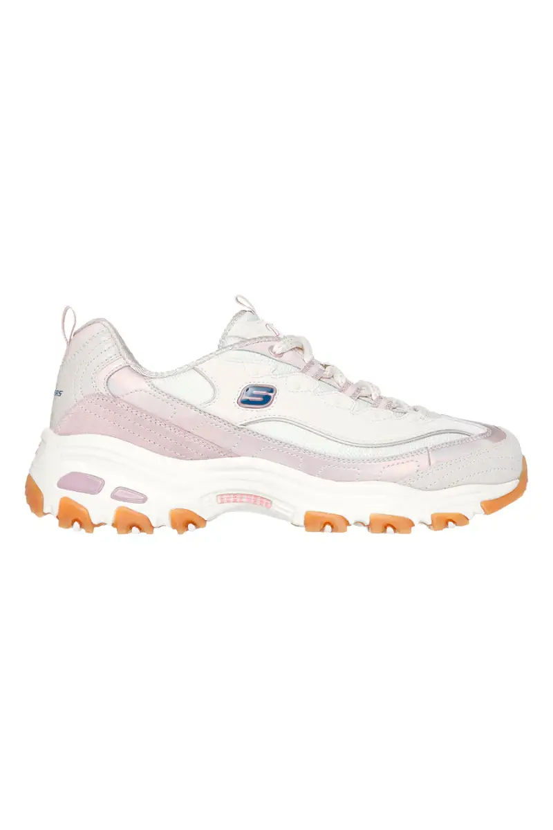 Sneakers bianche con dettagli lilla e memory foam Skechers D Lites Dazzling Shine [LITE PINK]