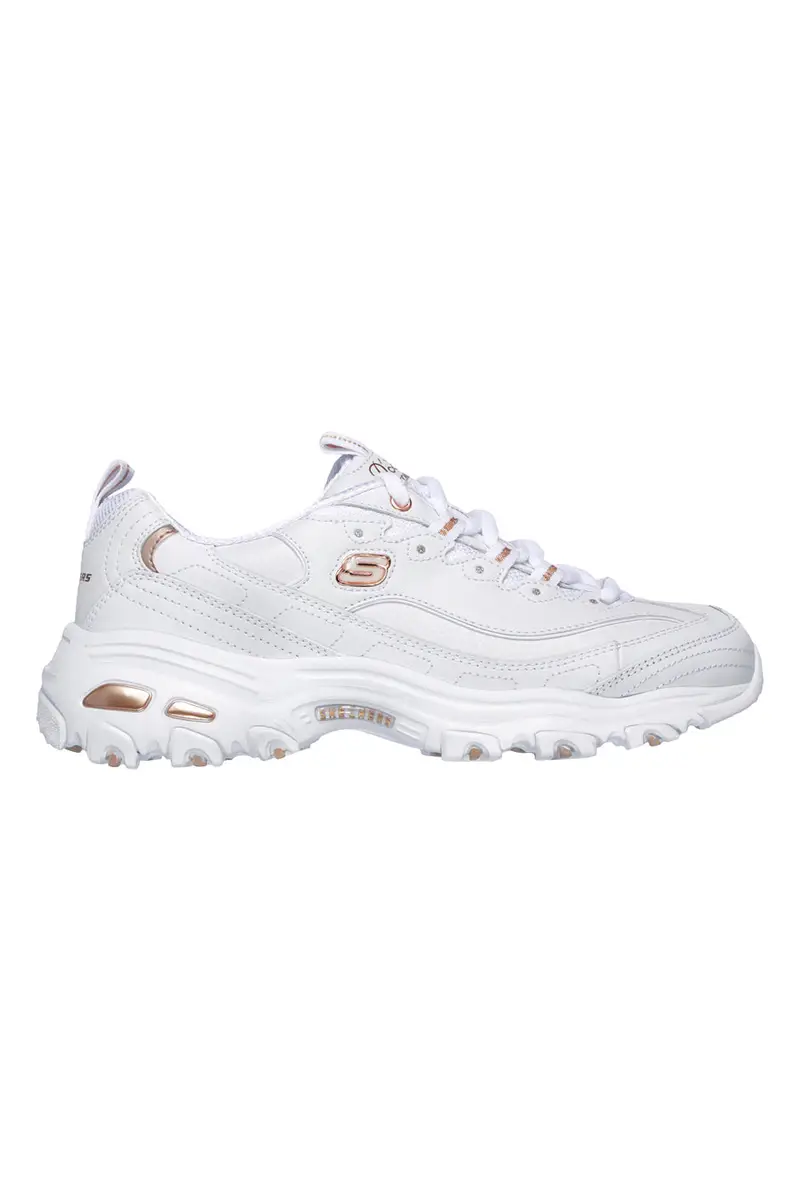 Sneakers bianche con dettagli oro e Memory Foam Skechers D'Lites Fresh Start [BIANCO]