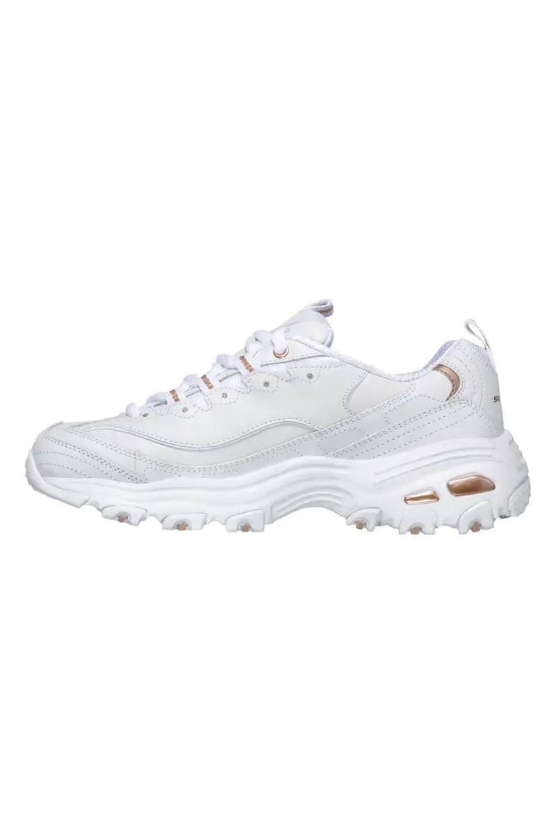 Sneakers bianche con dettagli oro e Memory Foam Skechers D Lites Fresh Start [BIANCO] miniatura 4