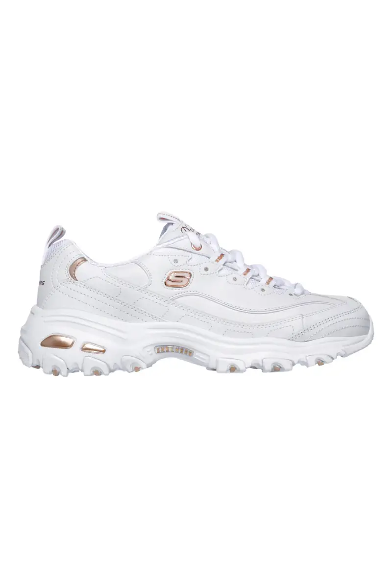 Sneakers bianche con dettagli oro e Memory Foam Skechers D Lites Fresh Start [BIANCO]