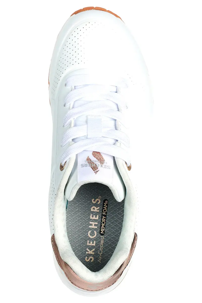 Sneakers bianche con inserti metallici Skechers UNO Gen1 SHIMMER AWAY ESS STREET GIRLS [BIANCO] miniatura 3
