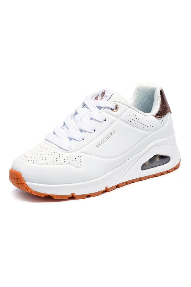 Sneakers bianche con inserti metallici Skechers UNO Gen1 SHIMMER AWAY ESS STREET GIRLS [BIANCO] miniatura 4