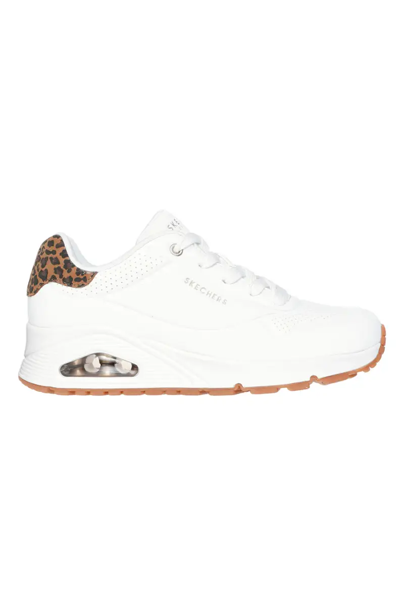 Sneakers bianche con memory foam e dettagli leopardati Skechers Uno Jungle Nite [BIANCO]