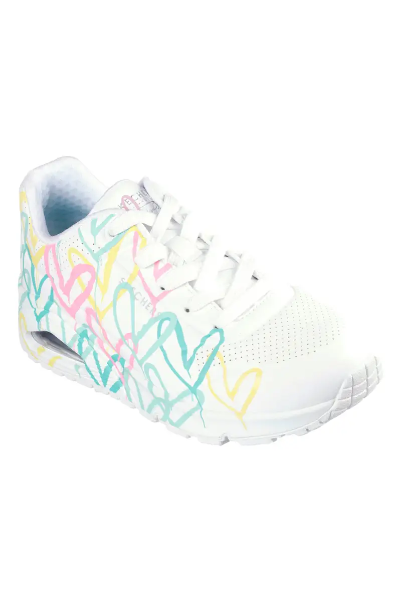 Sneakers bianche con stampa cuori termoreattiva Skechers Uno Changed Love [BIANCO] miniatura 2