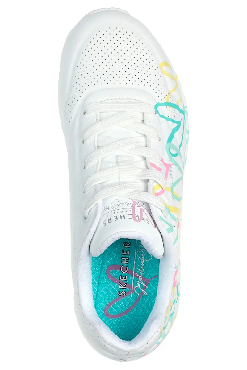 Sneakers bianche con stampa cuori termoreattiva Skechers Uno Changed Love [BIANCO] miniatura 5
