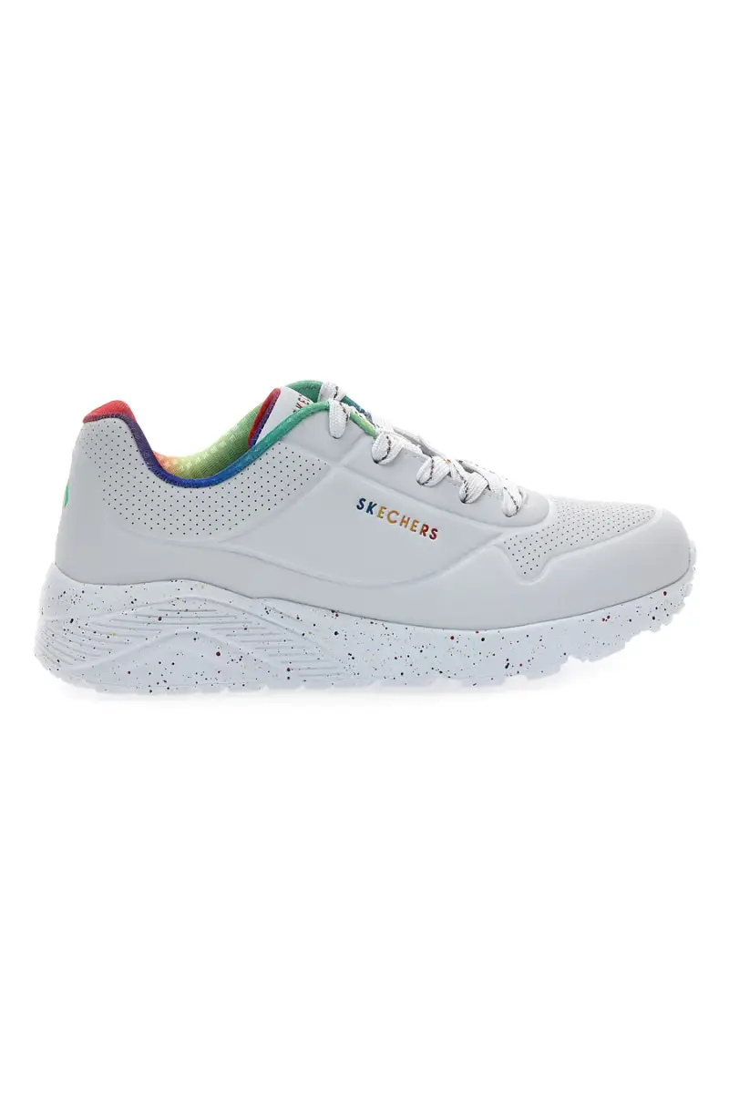 Sneakers bianche con suola rainbow speckle Skechers Uno Lite Rainbow Speckle [BIANCO]