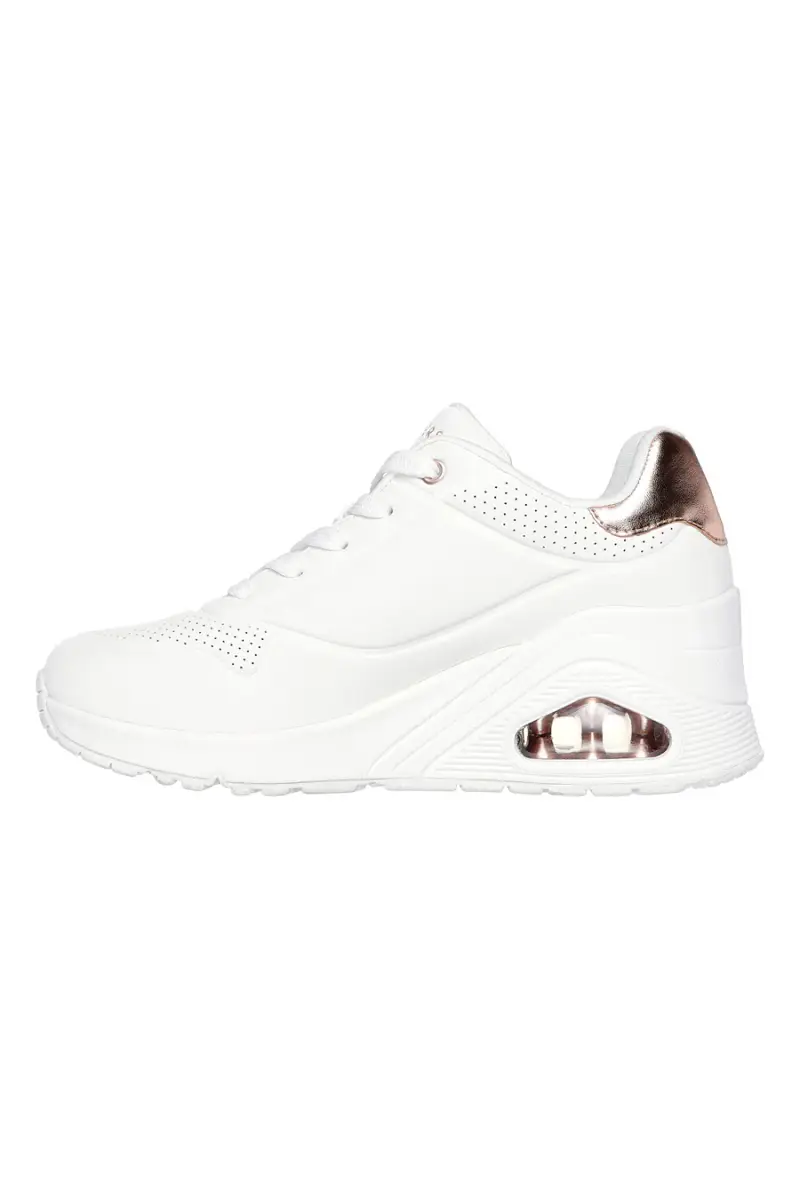 Sneakers bianche con zeppa e dettagli metallici Skechers UNO Wedge Hi Steps [BIANCO] miniatura 4