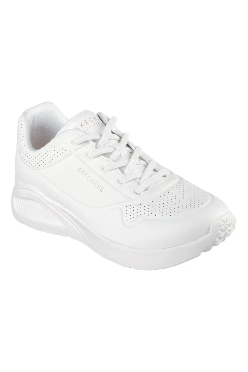 Sneakers bianche con zeppa interna e Memory Foam Skechers Uno Lite - Lite Work [BIANCO] miniatura 2