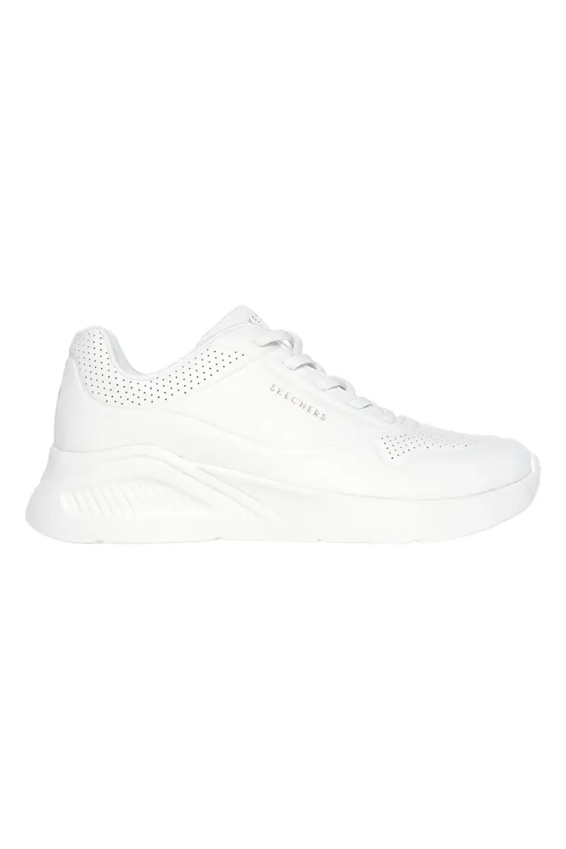 Sneakers bianche con zeppa interna e Memory Foam Skechers Uno Lite - Lite Work [BIANCO]