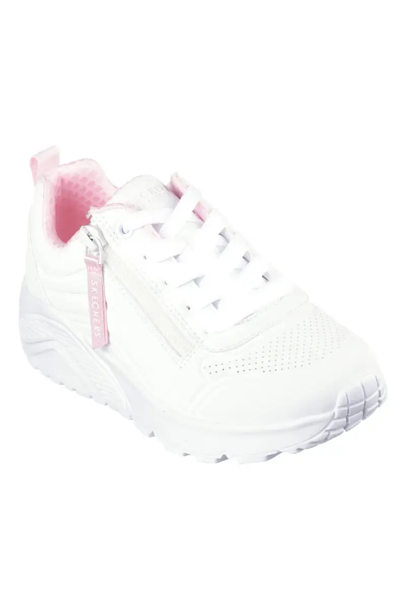 Sneakers bianche con zip laterale e platform Skechers Uno Lite Easy Zip [BIANCO] miniatura 2