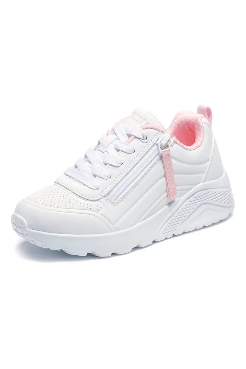 Sneakers bianche con zip laterale e platform Skechers Uno Lite Easy Zip [BIANCO] miniatura 3