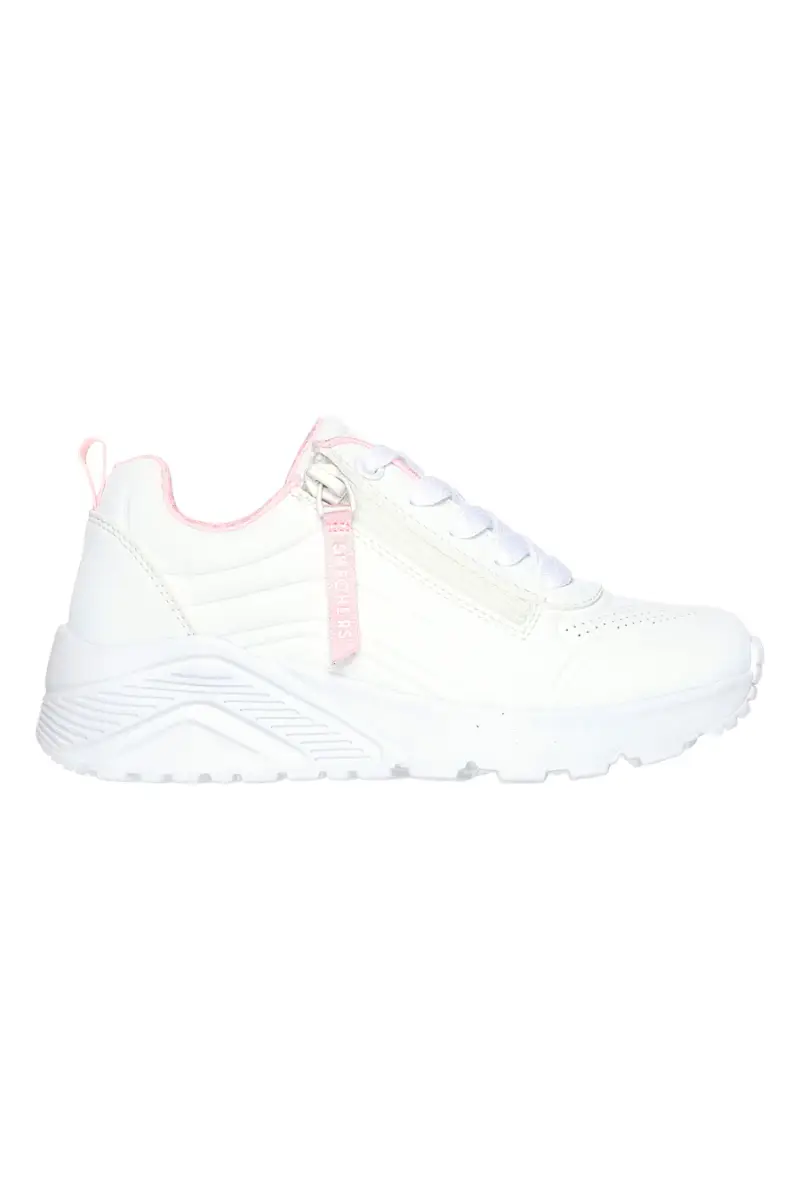 Sneakers bianche con zip laterale e platform Skechers Uno Lite Easy Zip [BIANCO]