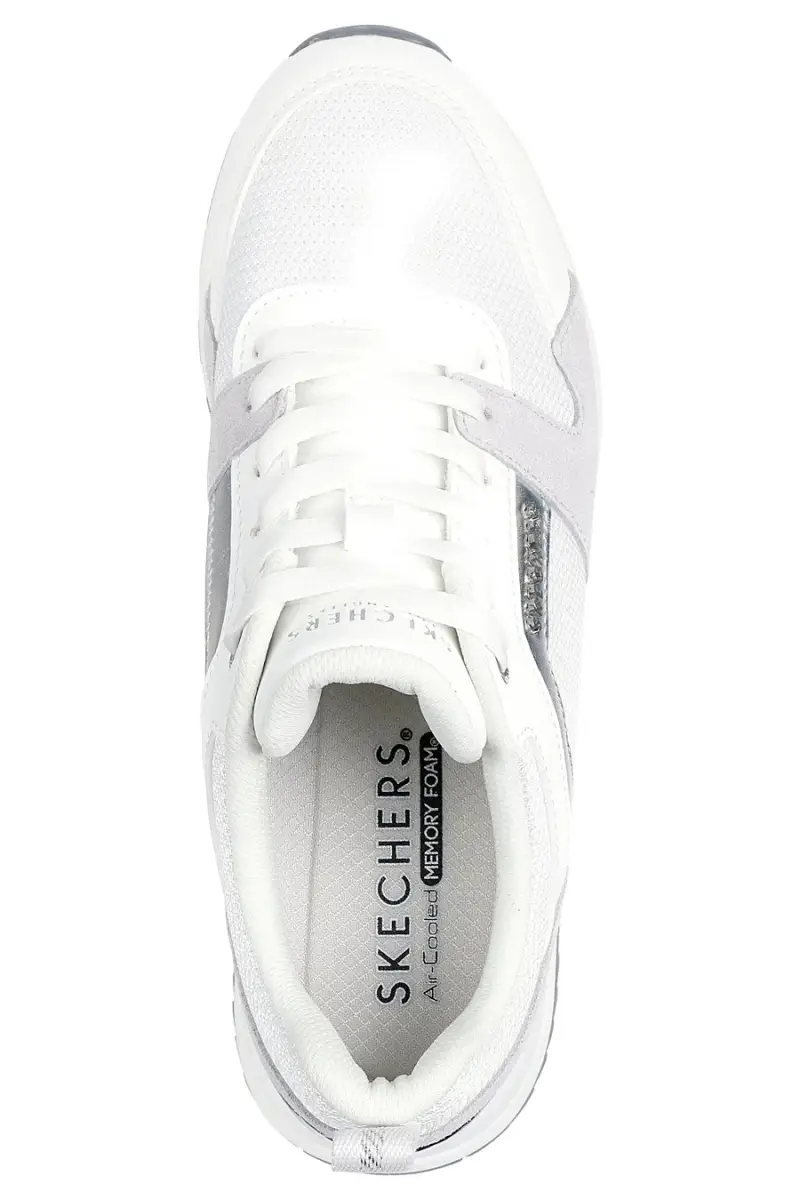 Sneakers bianche e grigie con Memory Foam Skechers Runway Posh Gal [BIANCO miniatura 3