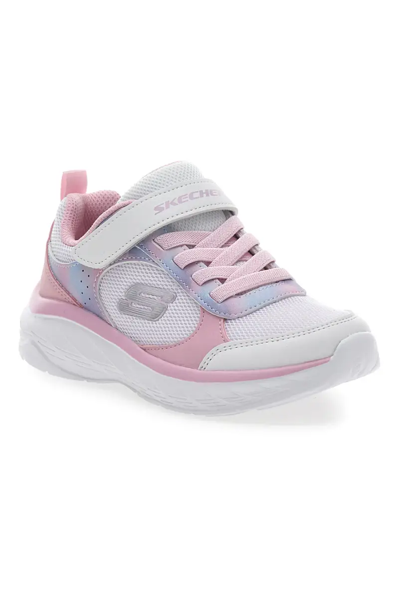 Sneakers Bianche e Rosa con Chiusura a Velcro SHECKERS BOUNDLESS-WATERCOLOR BLUR [BIANCO miniatura 2