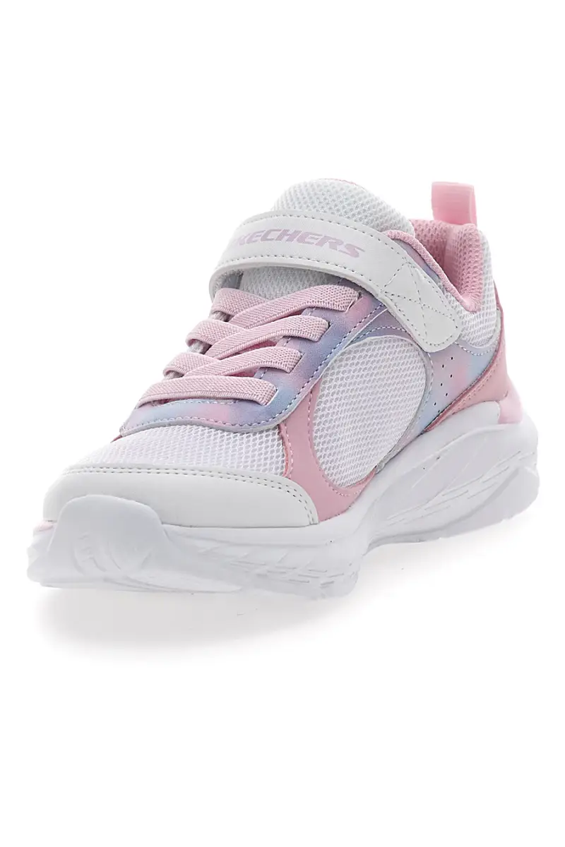 Sneakers Bianche e Rosa con Chiusura a Velcro SHECKERS BOUNDLESS-WATERCOLOR BLUR [BIANCO miniatura 3