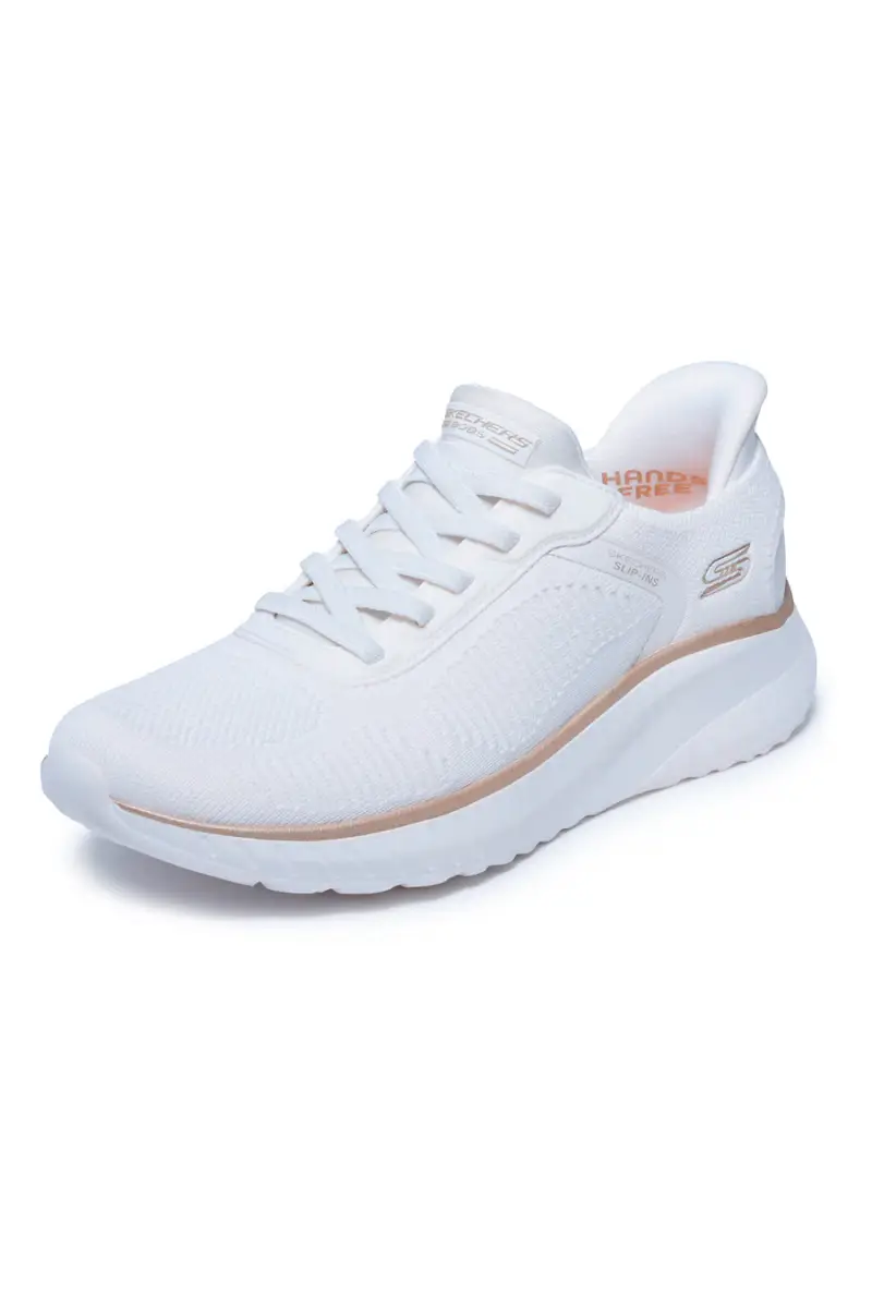 Sneakers bianche in mesh comfort Skechers Bobs Squad Chaos Current Muse [BIANCO] miniatura 3