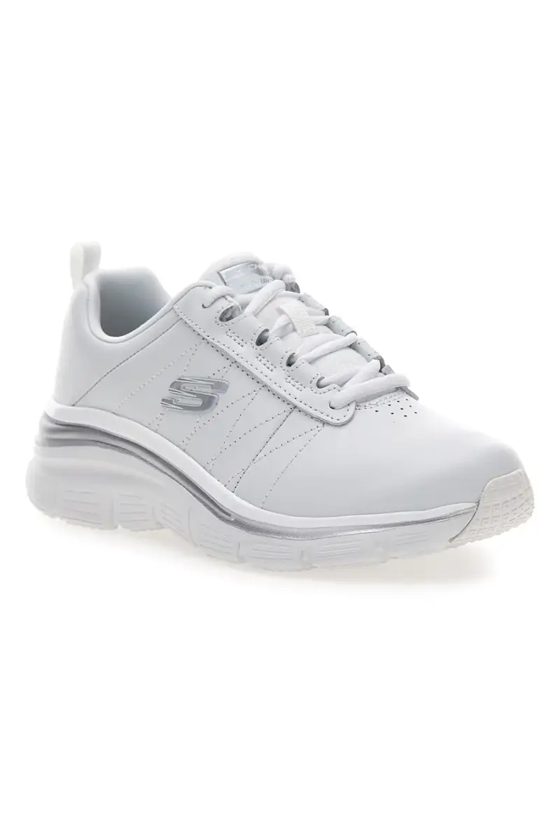 Sneakers bianche in pelle con Memory Foam Skechers Fashion Fit Effortless [BIANCO miniatura 2