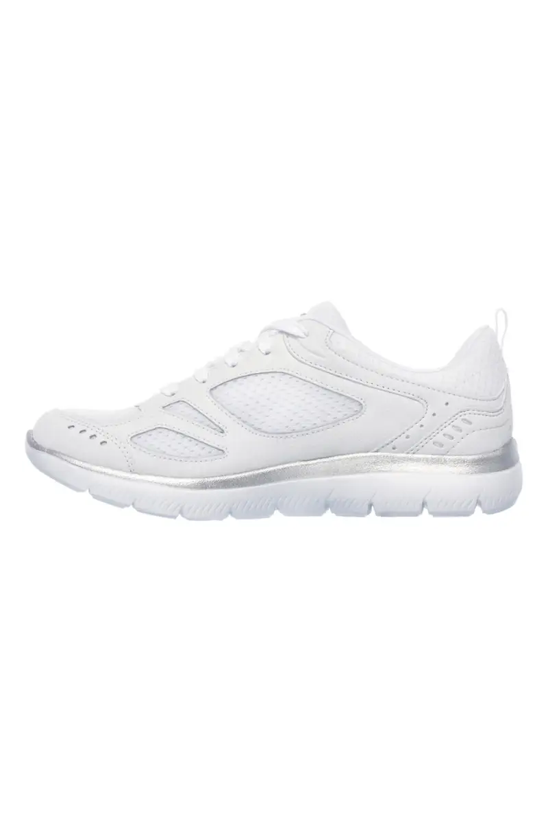 Sneakers bianche in pelle e mesh con Memory Foam Skechers Summits Suited [BIANCO miniatura 4