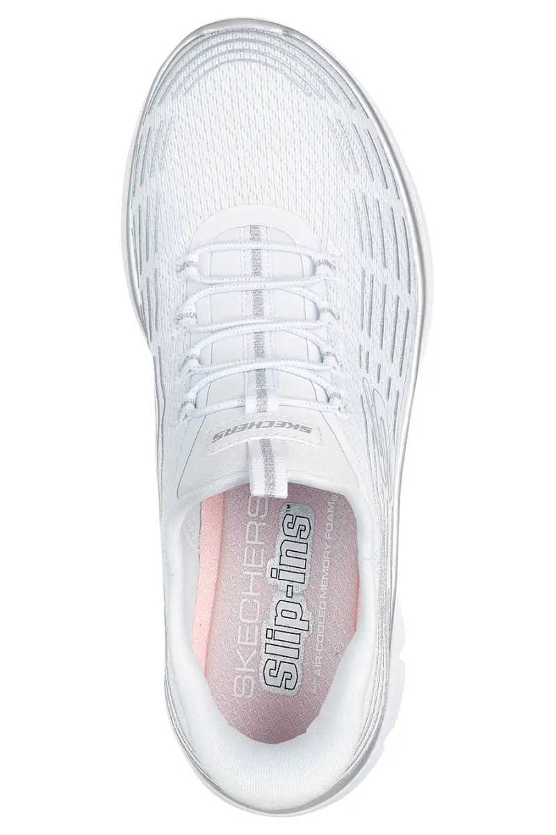 Sneakers bianche leggere in tessuto traspirante Skechers Summits Plus Soft Luster [BIANCO miniatura 3