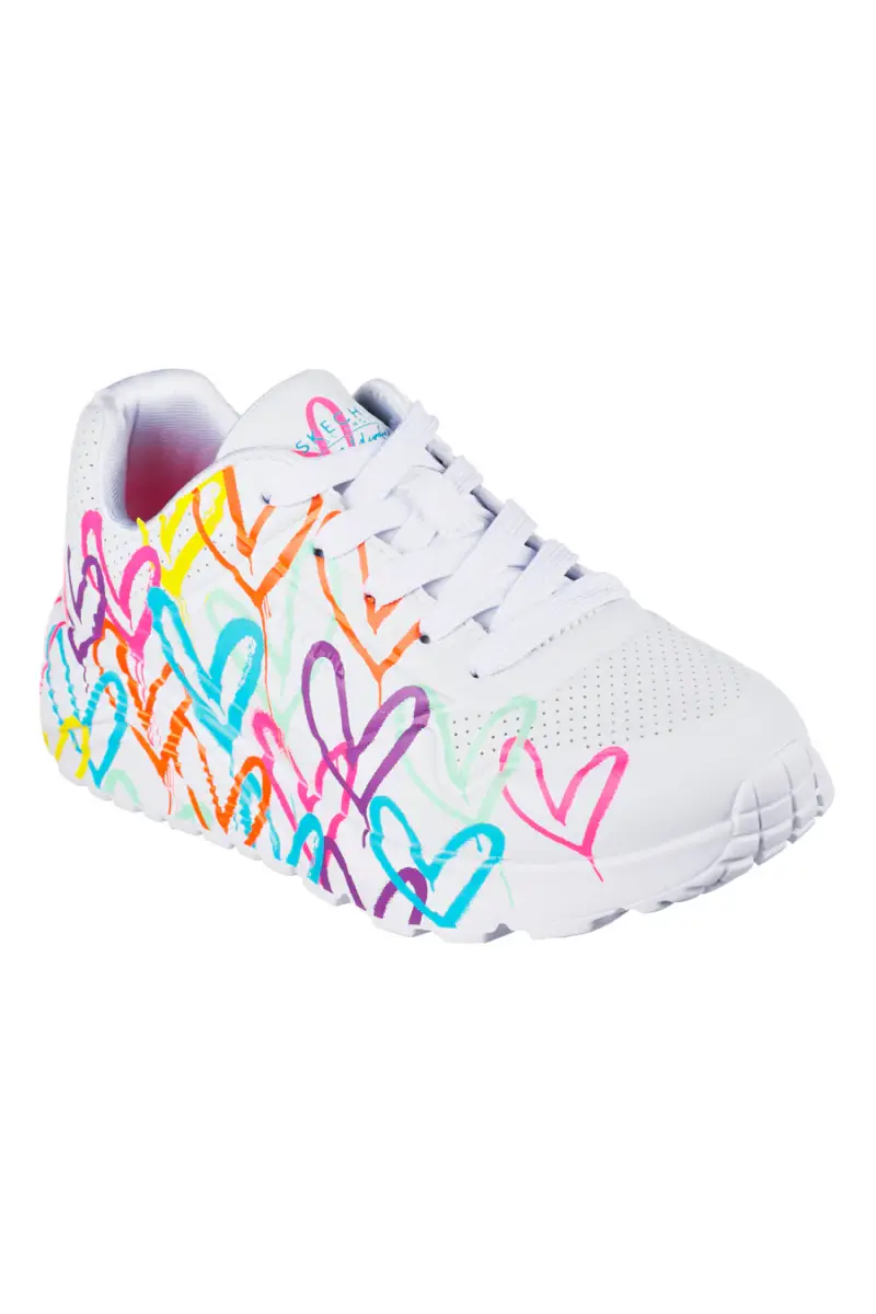 Sneakers bianche multicolor con cuori UNO Lite Spread the Love Skechers [BIANCO miniatura 2