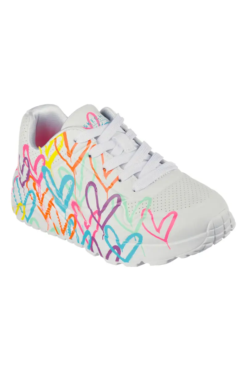 Sneakers Bianche Skechers Uno Lite Spread the Love [BIANCO] miniatura 2
