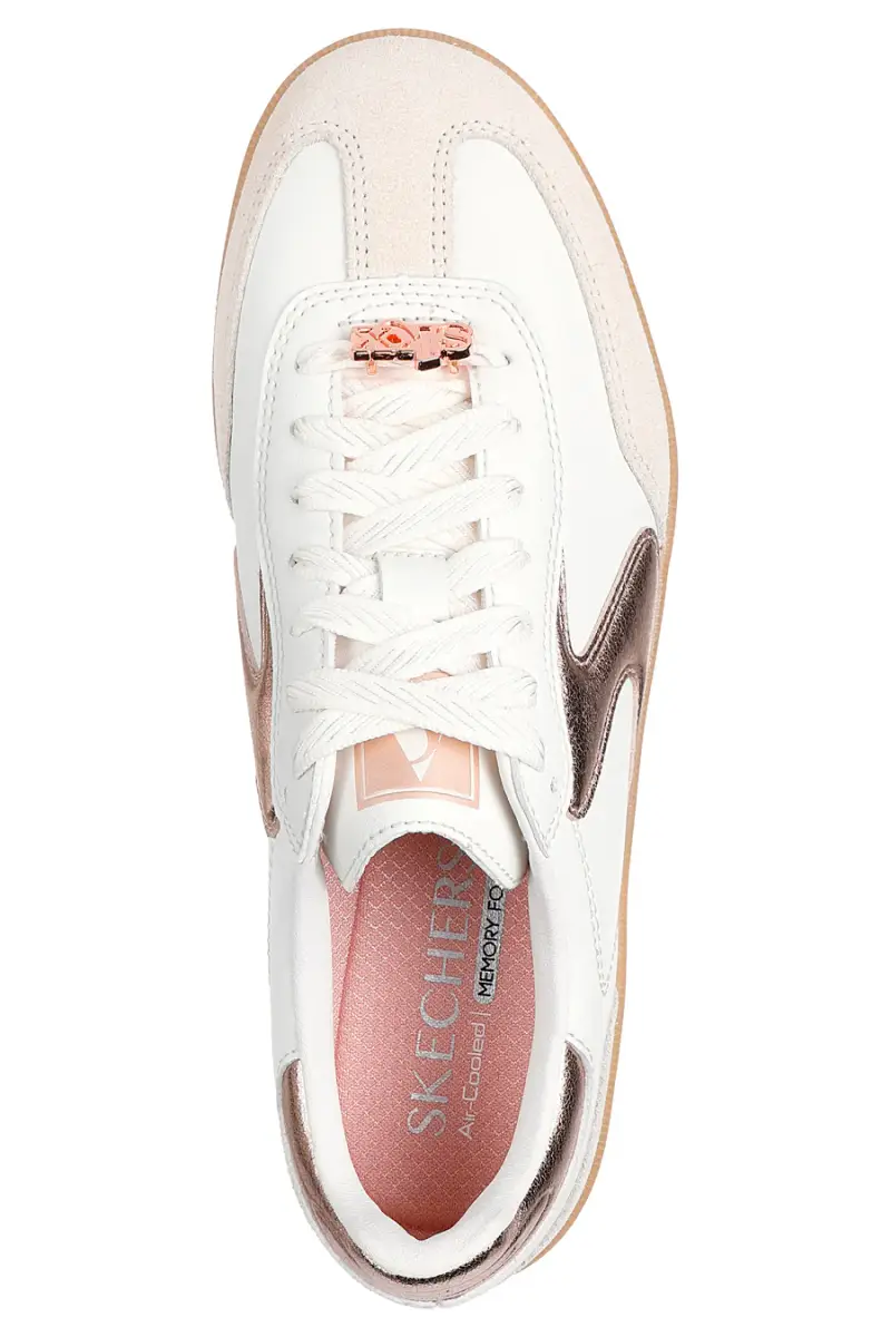 Sneakers bianche stile court con Memory Foam Skechers Hotshot Cool Glow [BIANCO] miniatura 3