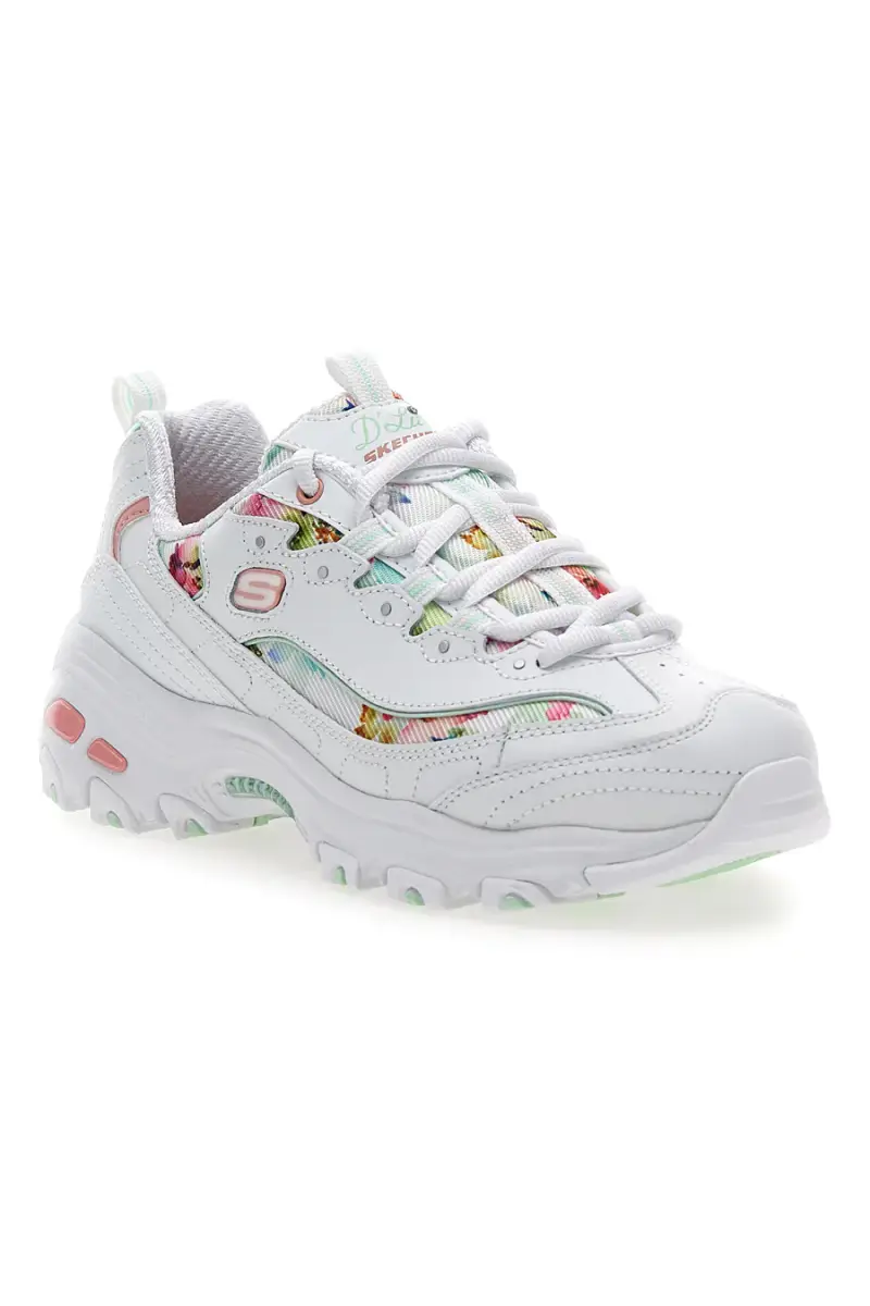 Sneakers bianco multicolor Memory Foam Skechers D lites Blooming Fields [BIANCO miniatura 2