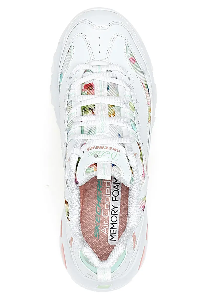 Sneakers bianco multicolor Memory Foam Skechers D lites Blooming Fields [BIANCO miniatura 3