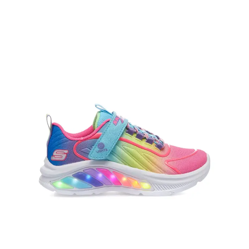 Sneakers bimba da running multicolor Rainbow Cruiser con luci e velcro