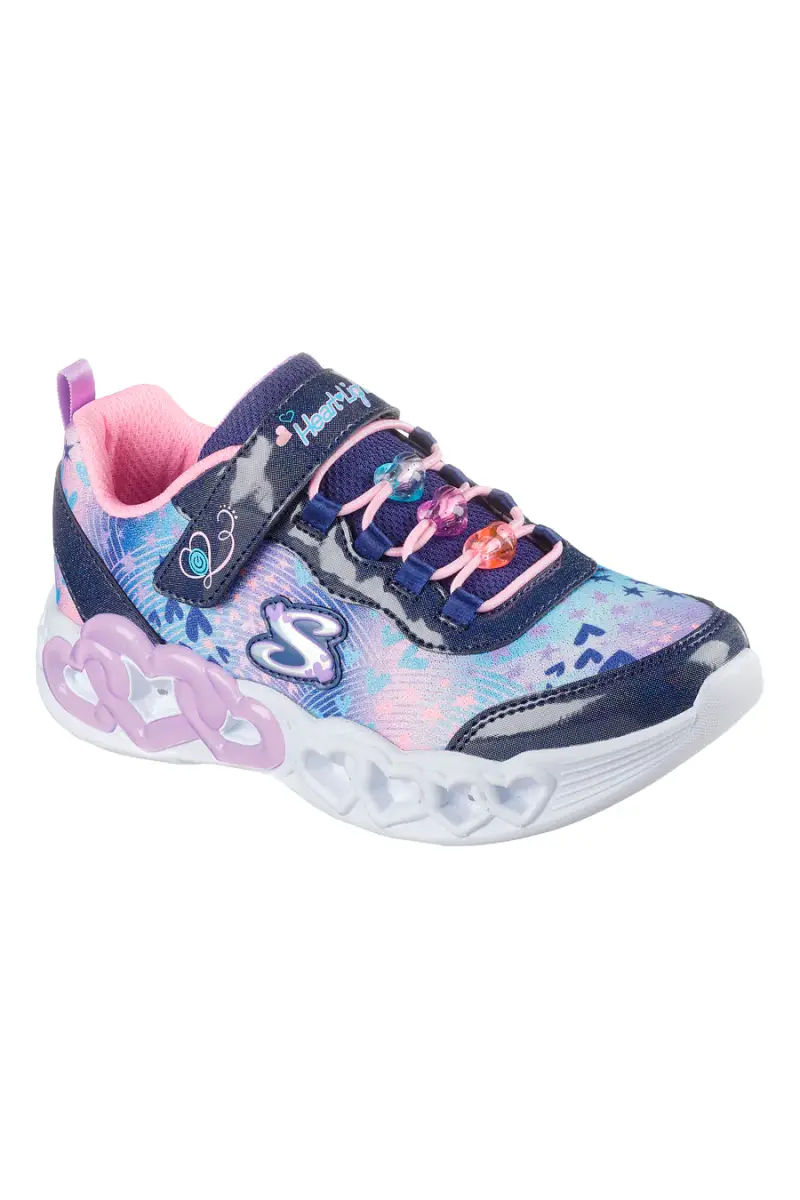 Sneakers blu con cuori luminosi Skechers Infinite Heart Lights Heart Jewels [NVMT] miniatura 2