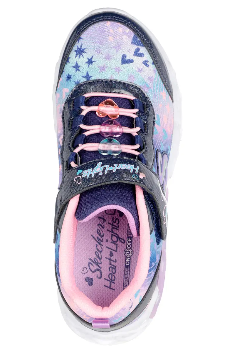 Sneakers blu con cuori luminosi Skechers Infinite Heart Lights Heart Jewels [NVMT] miniatura 3