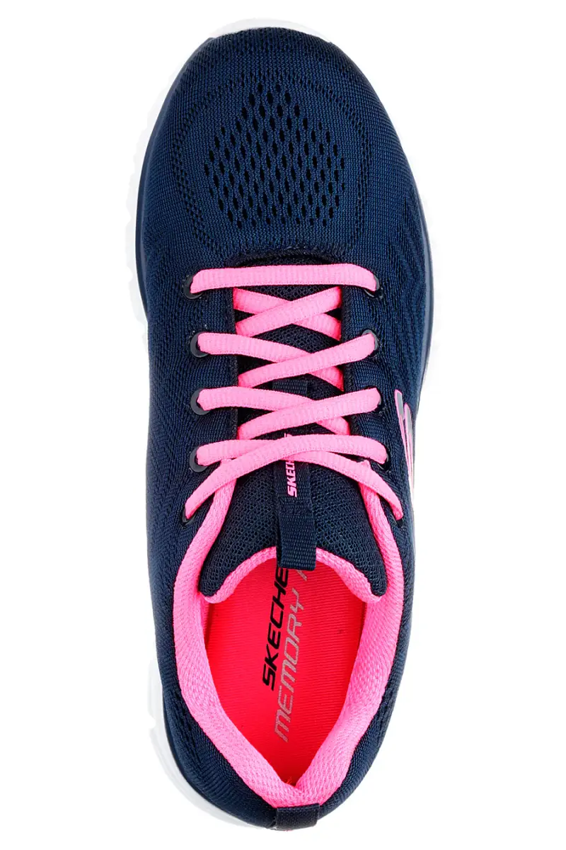 Sneakers blu con dettagli rosa in mesh e Memory Foam Skechers Graceful Get Connected [BLU] miniatura 3