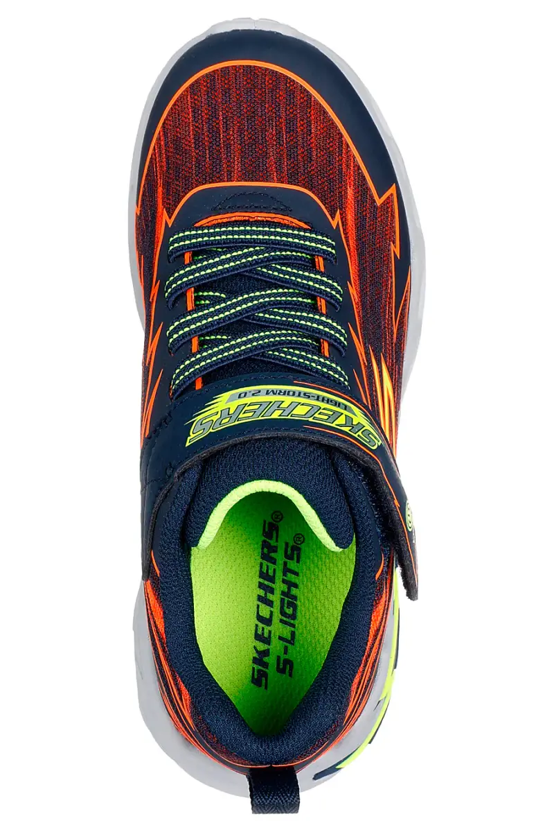 Sneakers blu con luci e dettagli arancioni Skechers Light Storm 2 0 Bolt-Brights [ND] miniatura 3