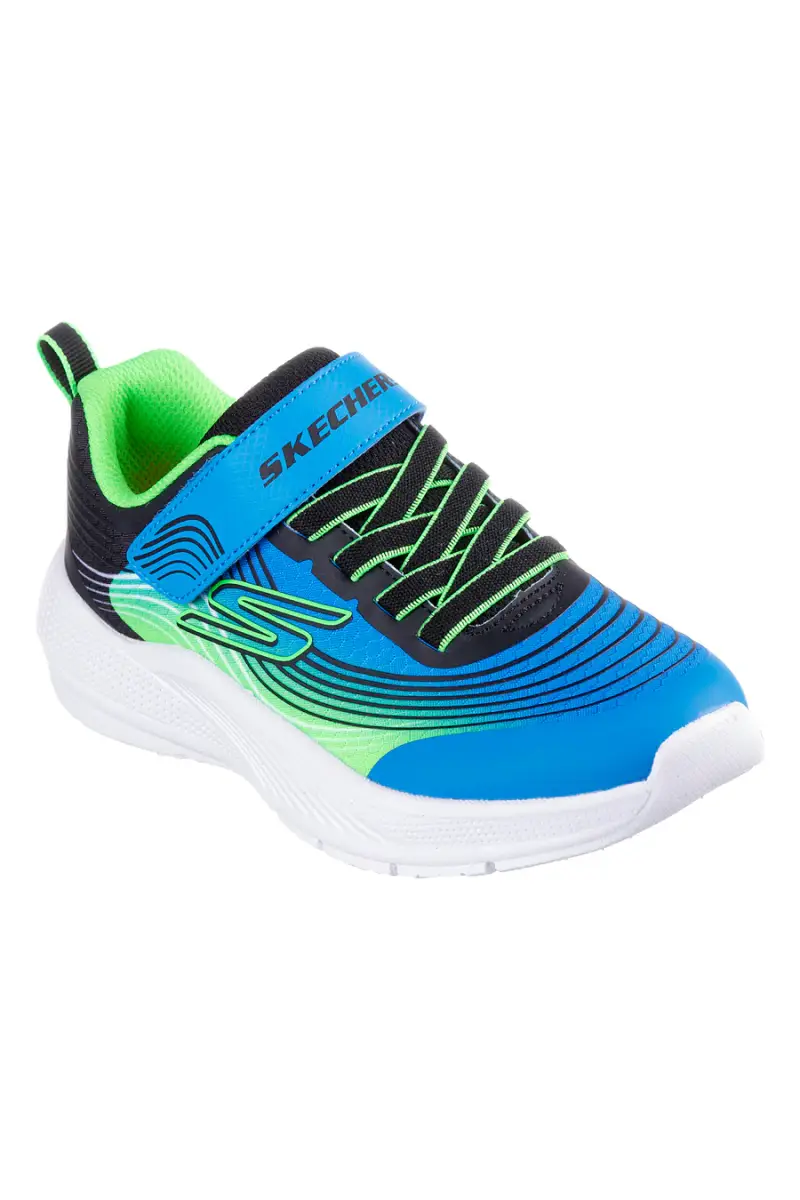 Sneakers blu e lime leggere con strappo Skechers Microspec Advance [ND] miniatura 2