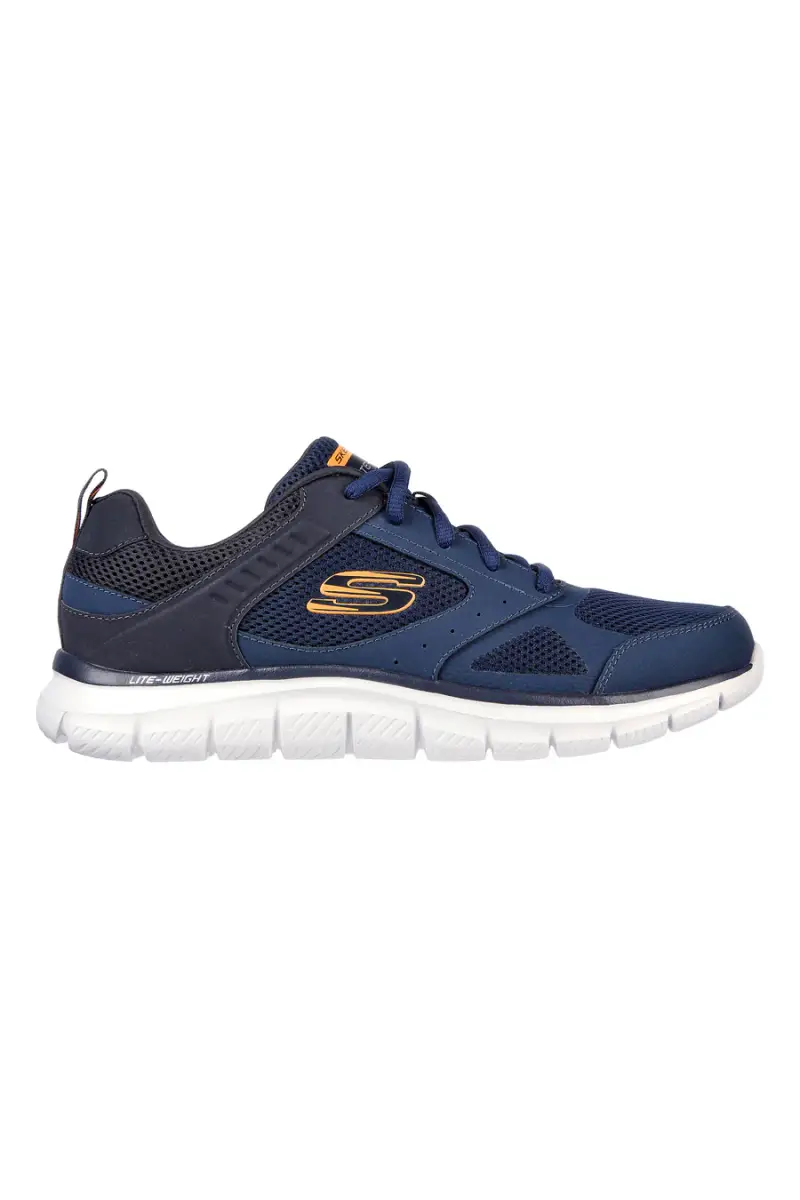 Sneakers blu in mesh stringate Skechers Track Syntac [NAVY]