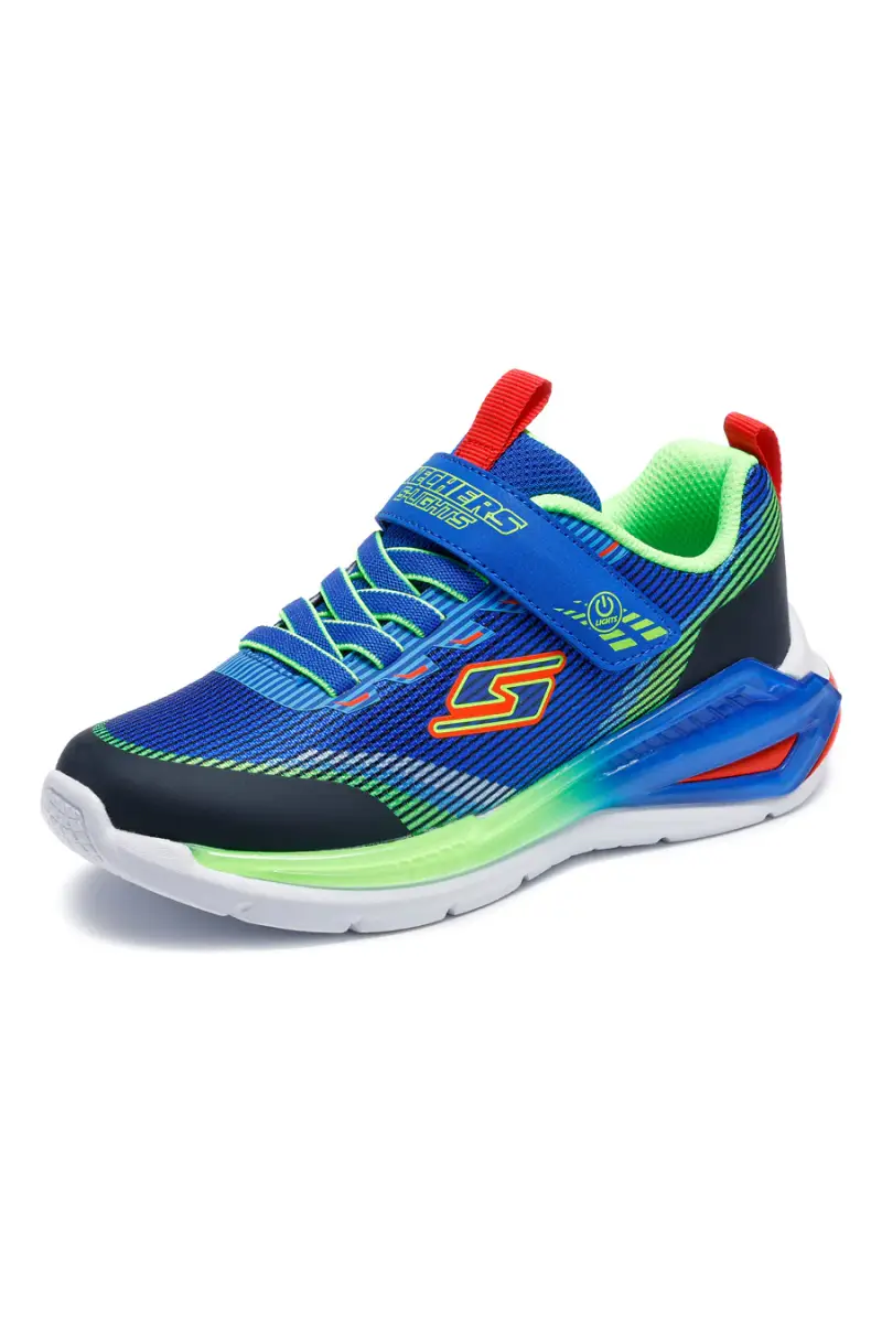 Sneakers blu multicolore con luci e chiusura a strappo Skechers Tri-namics 2.0 [BLU] miniatura 3