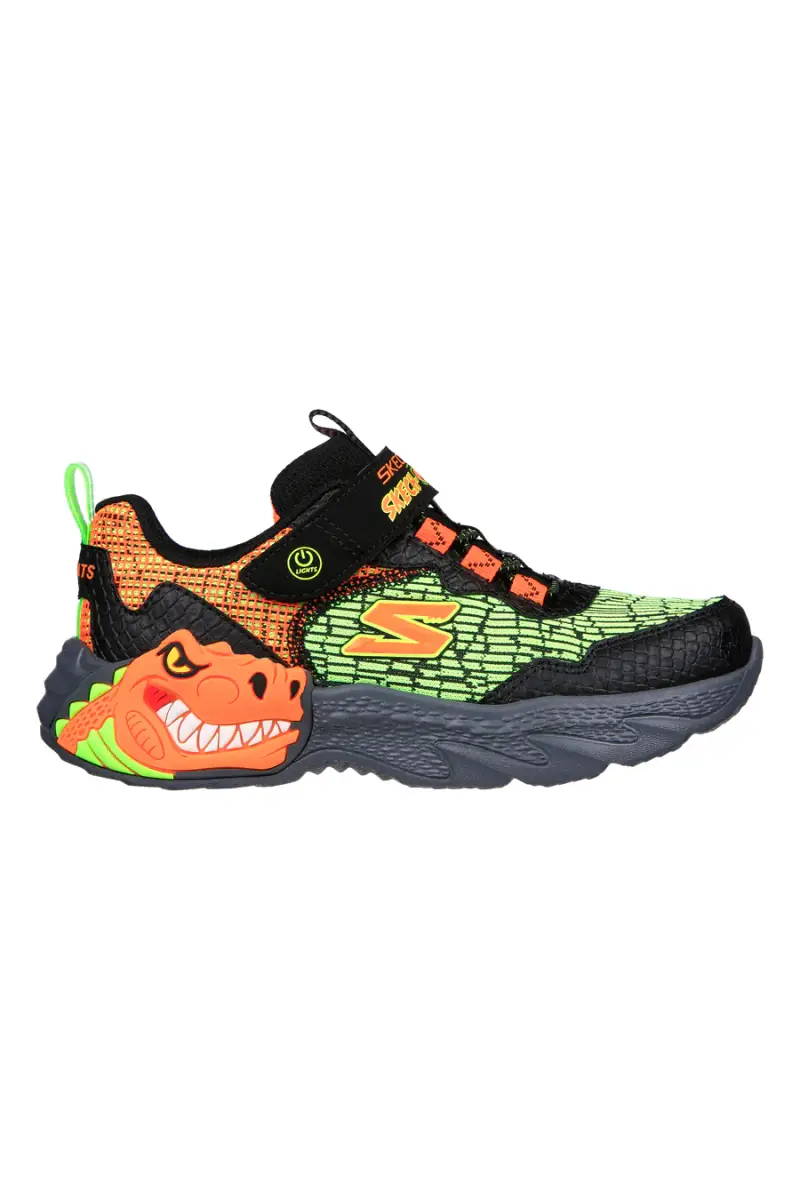 Sneakers con Luci Skechers Dino-Lights Nere e Verdi [NERO] miniatura 3
