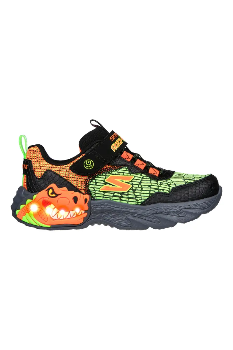 Sneakers con Luci Skechers Dino-Lights Nere e Verdi [NERO]