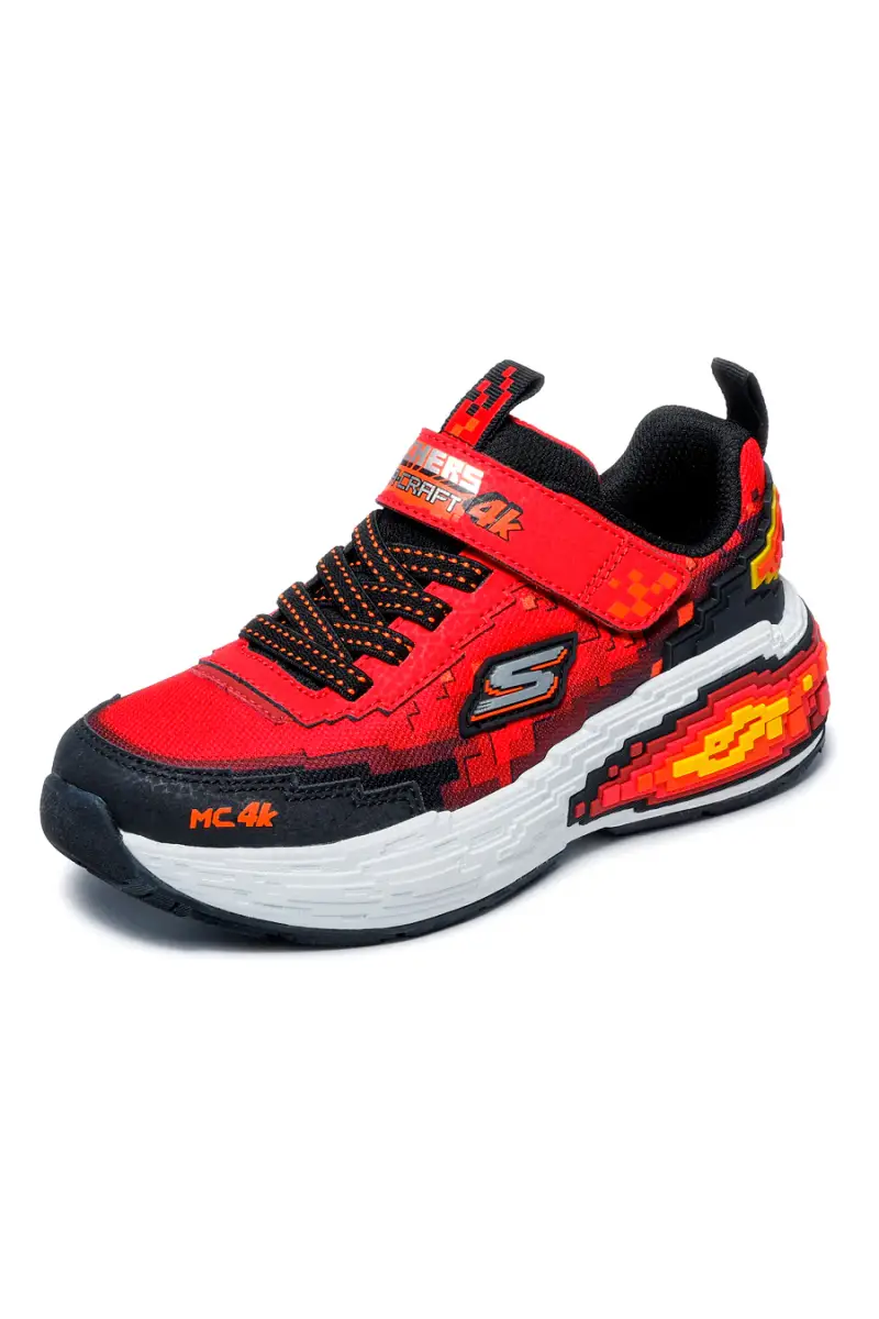 Sneakers da bambino rosse pixel Skechers MEGA CRAFT 4K [RED miniatura 2