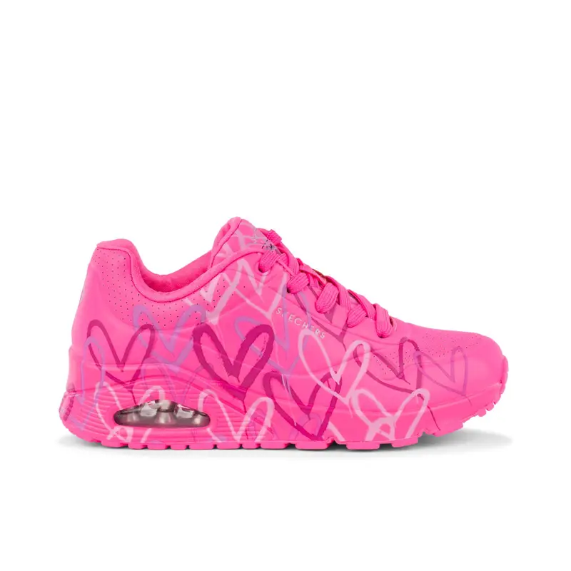Sneakers donna fucsia da palestra Jgoldcrown Uno - Spread the Love con stampa cuori