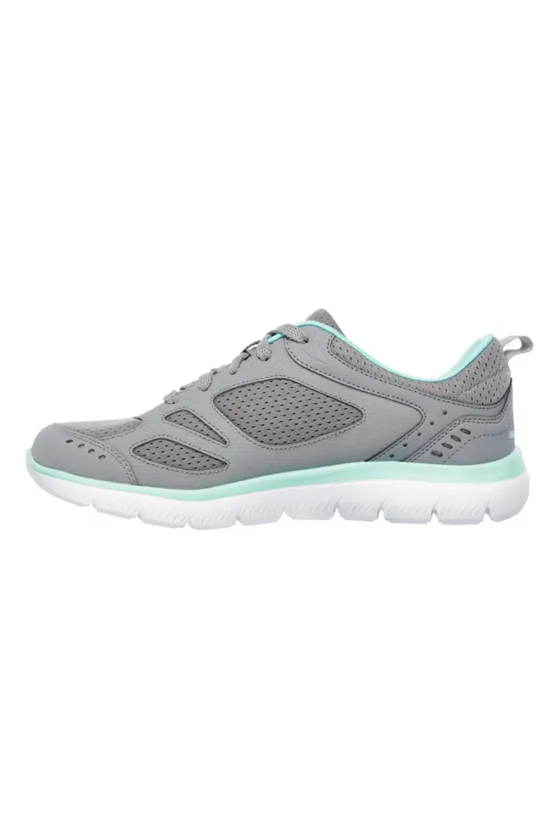 Sneakers grigie e verde acqua in pelle e mesh con Memory Foam Skechers Summits Suited [GRIGIO miniatura 2