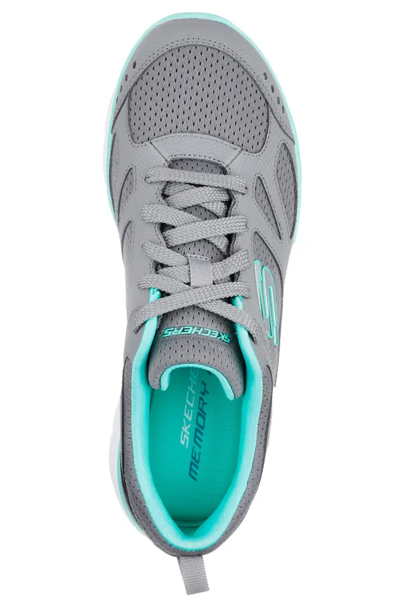 Sneakers grigie e verde acqua in pelle e mesh con Memory Foam Skechers Summits Suited [GRIGIO miniatura 3