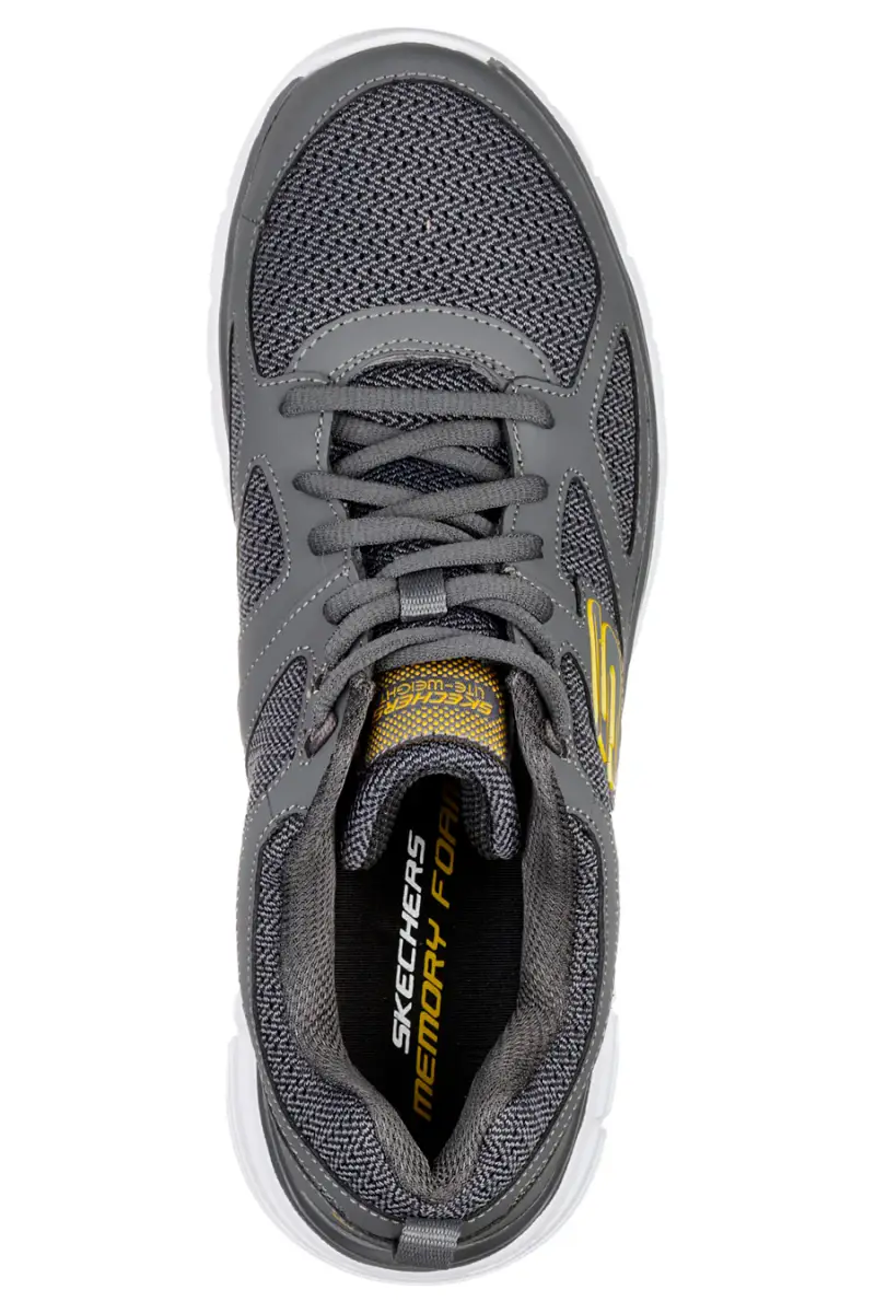 Sneakers grigie in pelle e mesh con soletta memory foam Skechers Burns Agoura da Uomo [CARBONE] miniatura 2