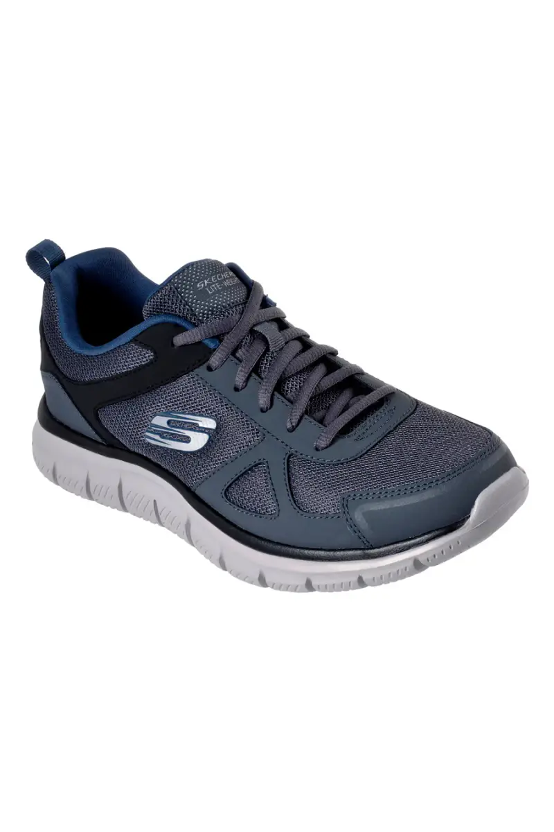 Sneakers grigio e blu in pelle e mesh con Memory Foam Skechers Track Scloric [GRIGIO miniatura 2