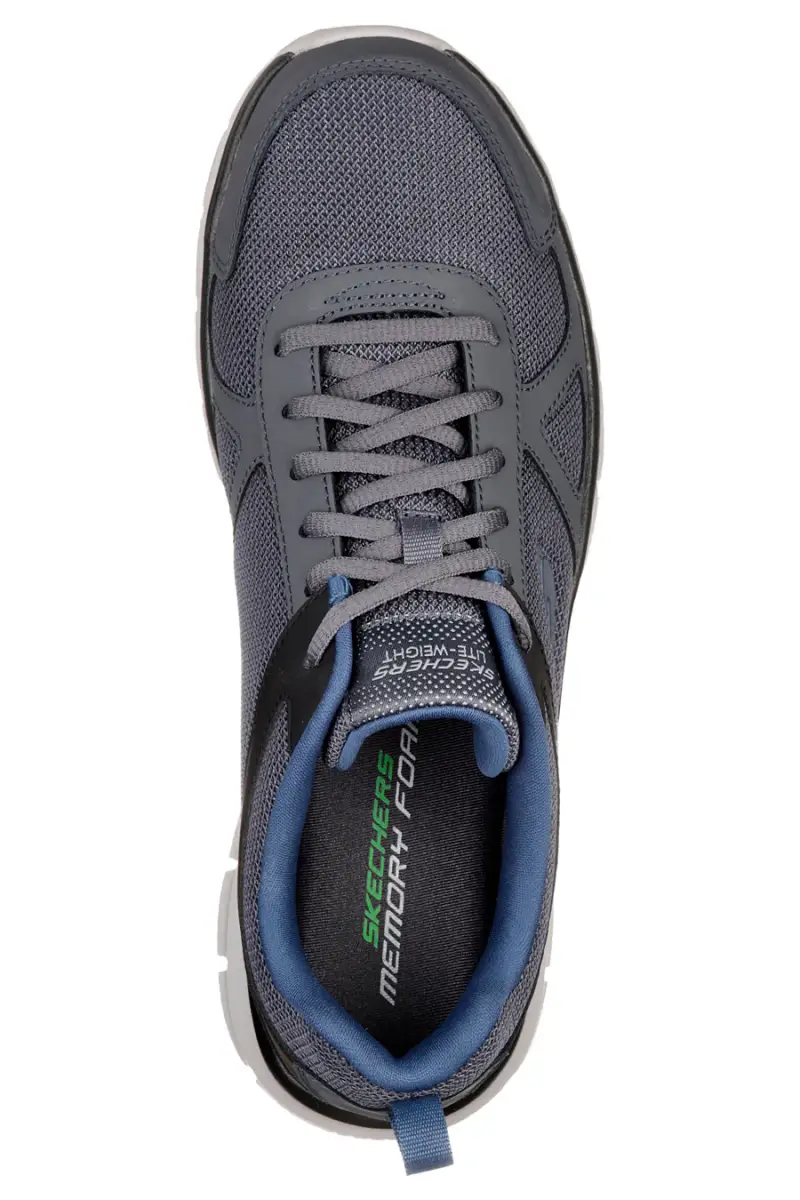 Sneakers grigio e blu in pelle e mesh con Memory Foam Skechers Track Scloric [GRIGIO miniatura 3