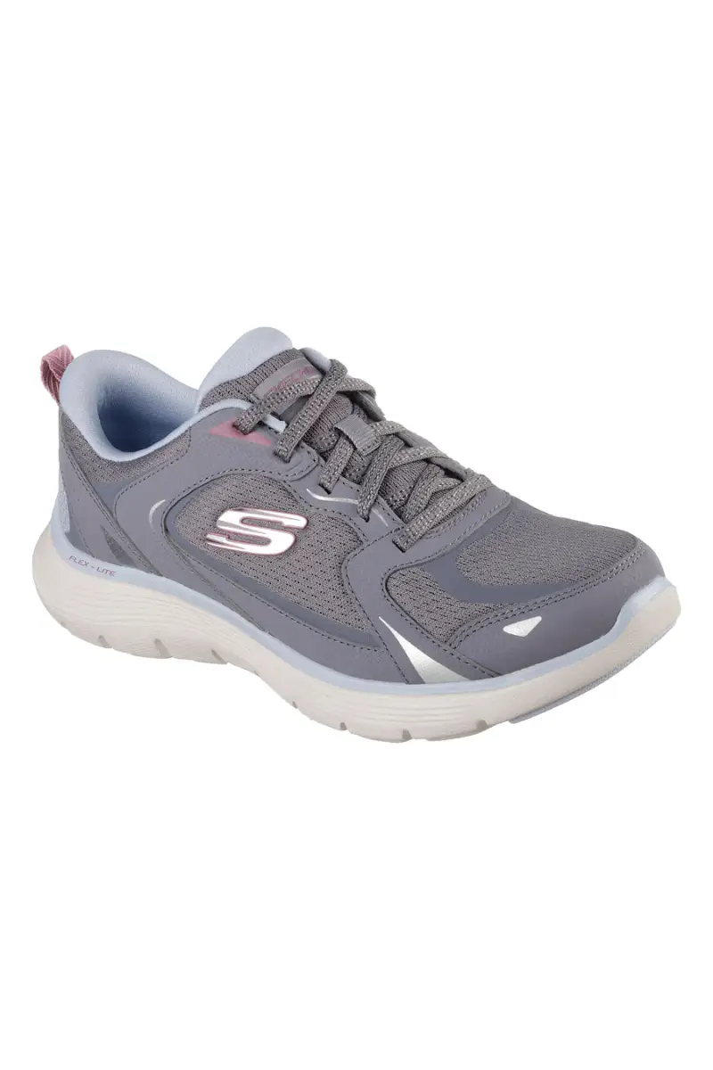 Sneakers grigio polvere in mesh con memory foam Skechers Flex Appeal 5.0 Retro Rush [GRIGIO] miniatura 2