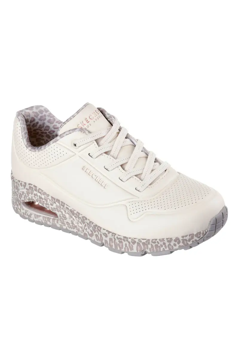 Sneakers leopardate con suola ad aria e lacci fissi Skechers UNO Safari Time [BEIGE] miniatura 2