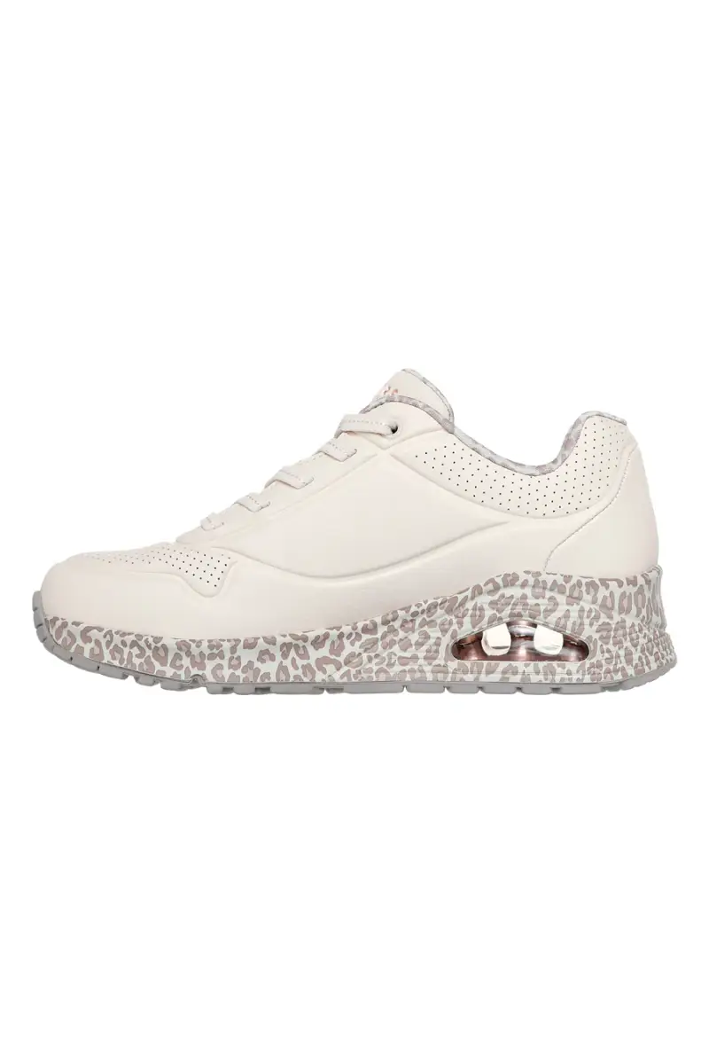 Sneakers leopardate con suola ad aria e lacci fissi Skechers UNO Safari Time [BEIGE] miniatura 3