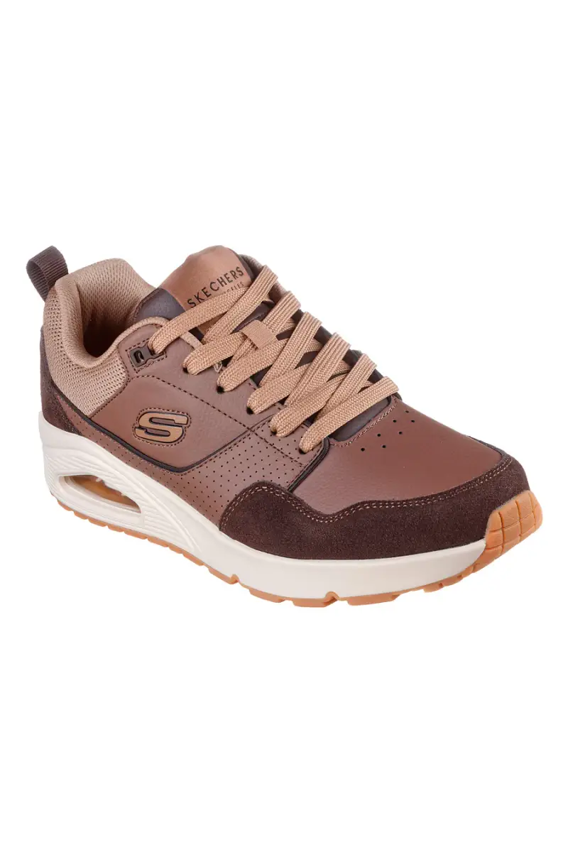 Sneakers marroni in pelle e suede con airbag Skechers Uno Retro One [MARRONE] miniatura 2